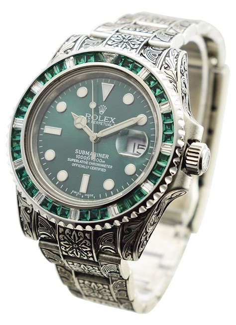 rolex submariner steel pre-owned 16610 custom green|rolex 16610 bezel.